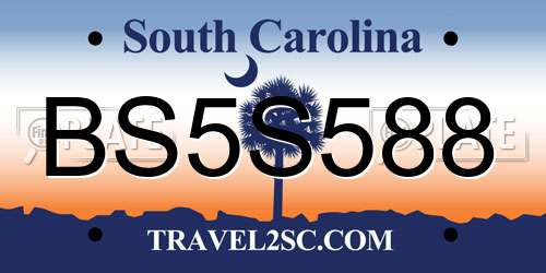 BS5S588 South Carolina License Plate