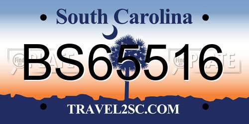 BS65516 South Carolina License Plate
