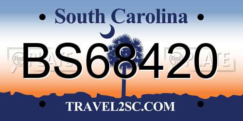 BS68420 South Carolina License Plate