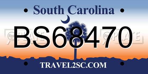 BS68470 South Carolina License Plate