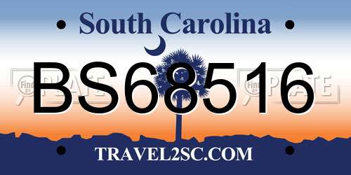 BS68516 South Carolina License Plate