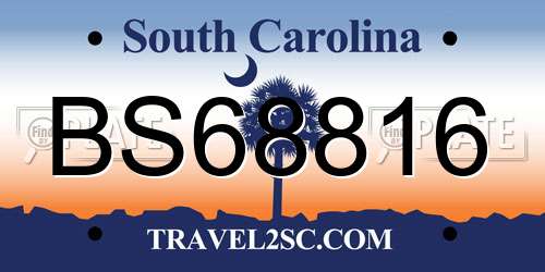 BS68816 South Carolina License Plate