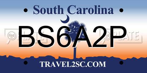 BS6A2P South Carolina License Plate