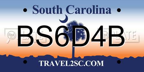 BS6D4B South Carolina License Plate
