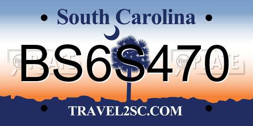 BS6S470 South Carolina License Plate
