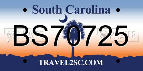 BS70725 South Carolina License Plate