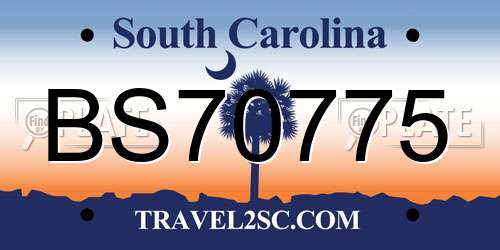 BS70775 South Carolina License Plate