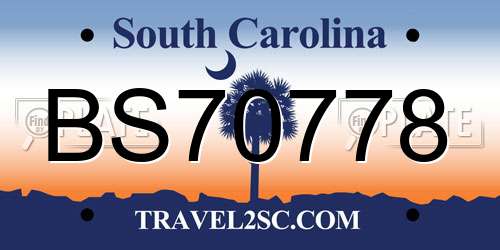 BS70778 South Carolina License Plate