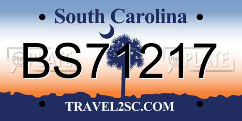 BS71217 South Carolina License Plate