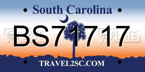 BS71717 South Carolina License Plate