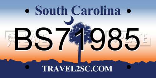 BS71985 South Carolina License Plate