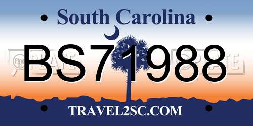 BS71988 South Carolina License Plate