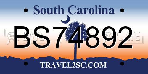 BS74892 South Carolina License Plate