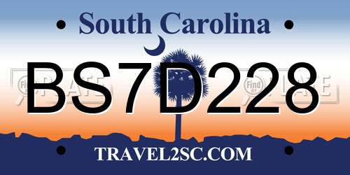 BS7D228 South Carolina License Plate