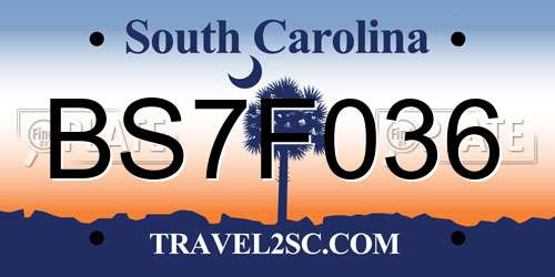 BS7F036 South Carolina License Plate