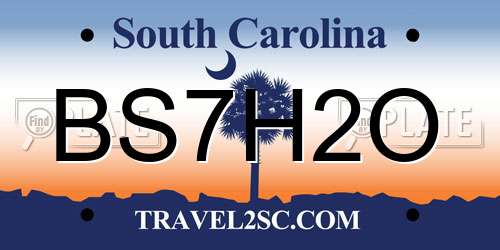 BS7H2O South Carolina License Plate