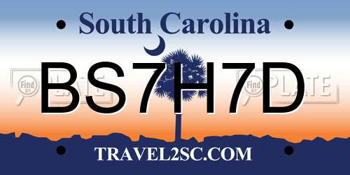 BS7H7D South Carolina License Plate