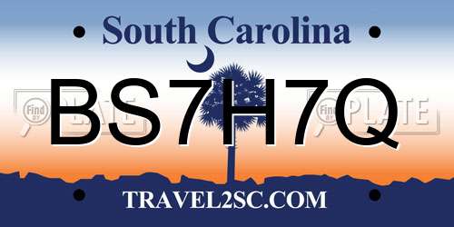 BS7H7Q South Carolina License Plate