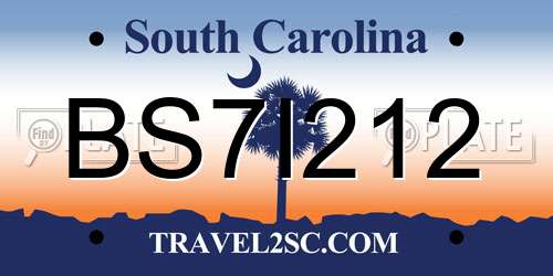 BS7I212 South Carolina License Plate