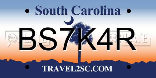 BS7K4R South Carolina License Plate
