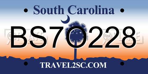 BS7O228 South Carolina License Plate