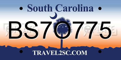 BS7O775 South Carolina License Plate