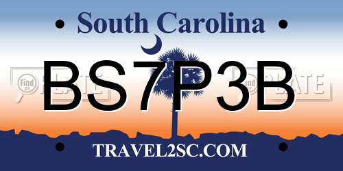 BS7P3B South Carolina License Plate
