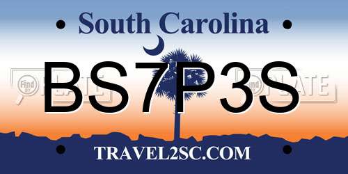 BS7P3S South Carolina License Plate