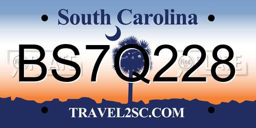 BS7Q228 South Carolina License Plate