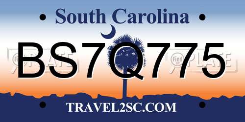 BS7Q775 South Carolina License Plate