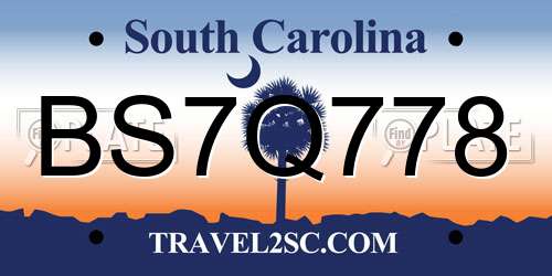 BS7Q778 South Carolina License Plate