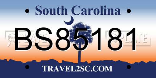 BS85181 South Carolina License Plate