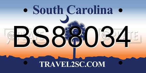 BS88034 South Carolina License Plate