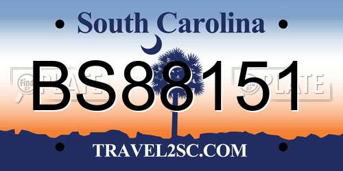 BS88151 South Carolina License Plate