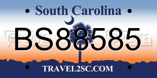 BS88585 South Carolina License Plate