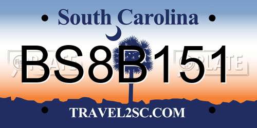 BS8B151 South Carolina License Plate