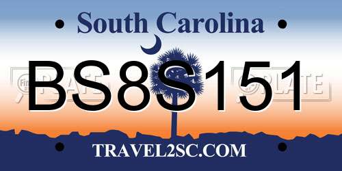 BS8S151 South Carolina License Plate