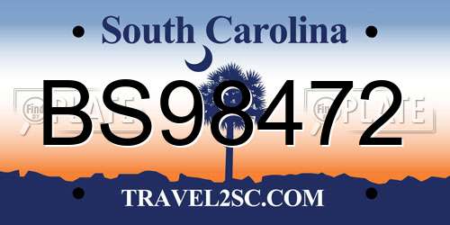 BS98472 South Carolina License Plate