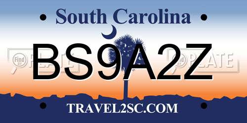 BS9A2Z South Carolina License Plate