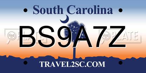 BS9A7Z South Carolina License Plate