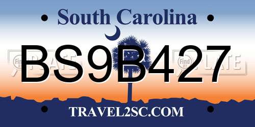 BS9B427 South Carolina License Plate
