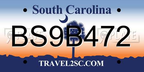 BS9B472 South Carolina License Plate