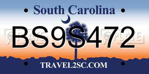 BS9S472 South Carolina License Plate