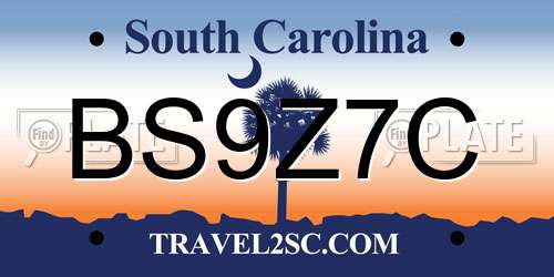 BS9Z7C South Carolina License Plate