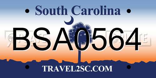 BSA0564 South Carolina License Plate