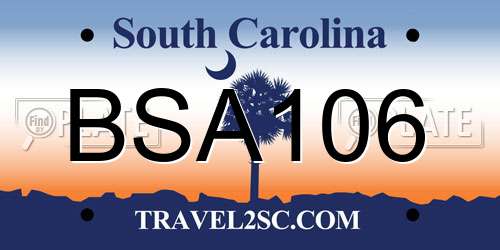 BSA106 South Carolina License Plate