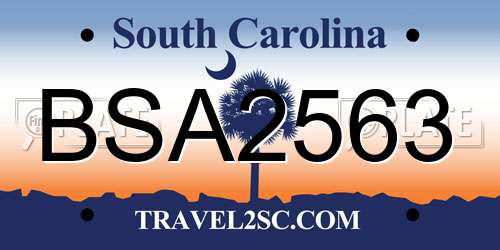 BSA2563 South Carolina License Plate