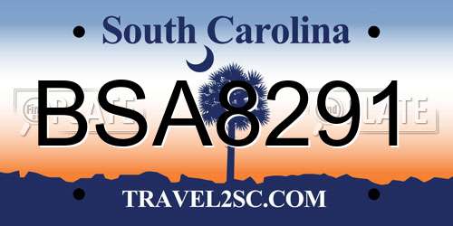 BSA8291 South Carolina License Plate