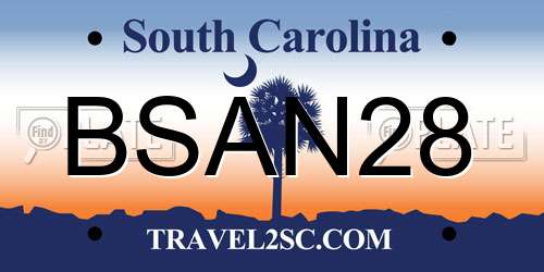 BSAN28 South Carolina License Plate
