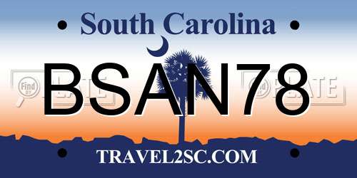 BSAN78 South Carolina License Plate